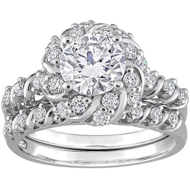 Stella Grace Sterling Silver 1 7/8 Carat T.W. Lab-Created Moissanite Halo Engagement Ring Set, Womens Product Image