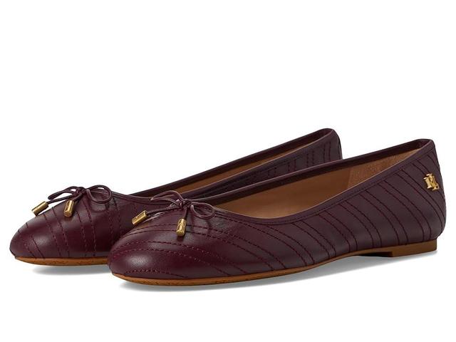 Lauren Ralph Lauren Jayna Stitched Leather Flat (Pinot Noir/Pinot Noir) Women's Flat Shoes Product Image