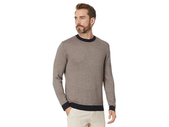 Armani Exchange Micro Print Cotton Viscose Silk Sweater (Navy Diagonal Grid) Men's Sweater Product Image