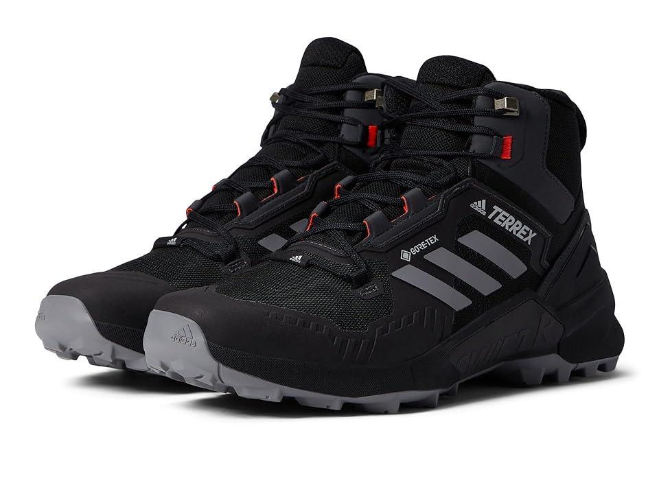 adidas Outdoor Terrex Swift R3 Mid GTX(r) Grey/Solar Red) Men's Shoes Product Image