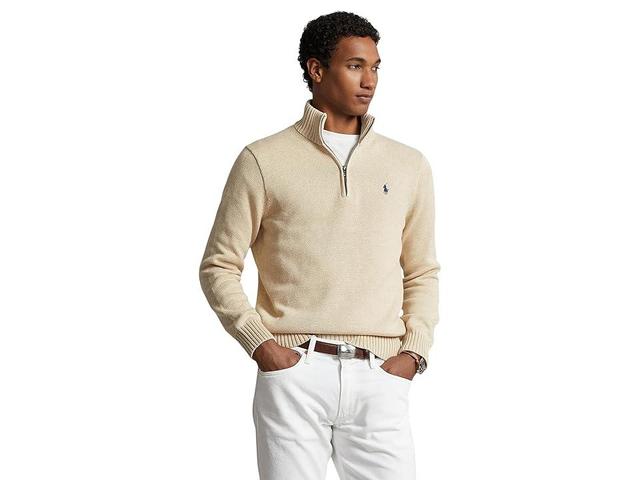 Polo Ralph Lauren Cotton 1/4 Zip Sweater (Sand Heather) Men's Sweater Product Image