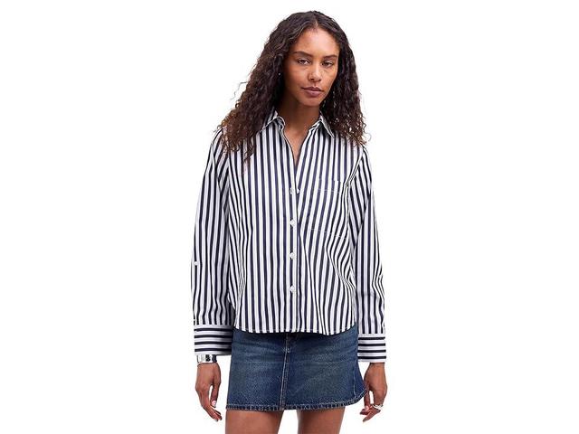 Madewell Y-Neck Stripe (Dark Midnight) Women's Clothing Product Image