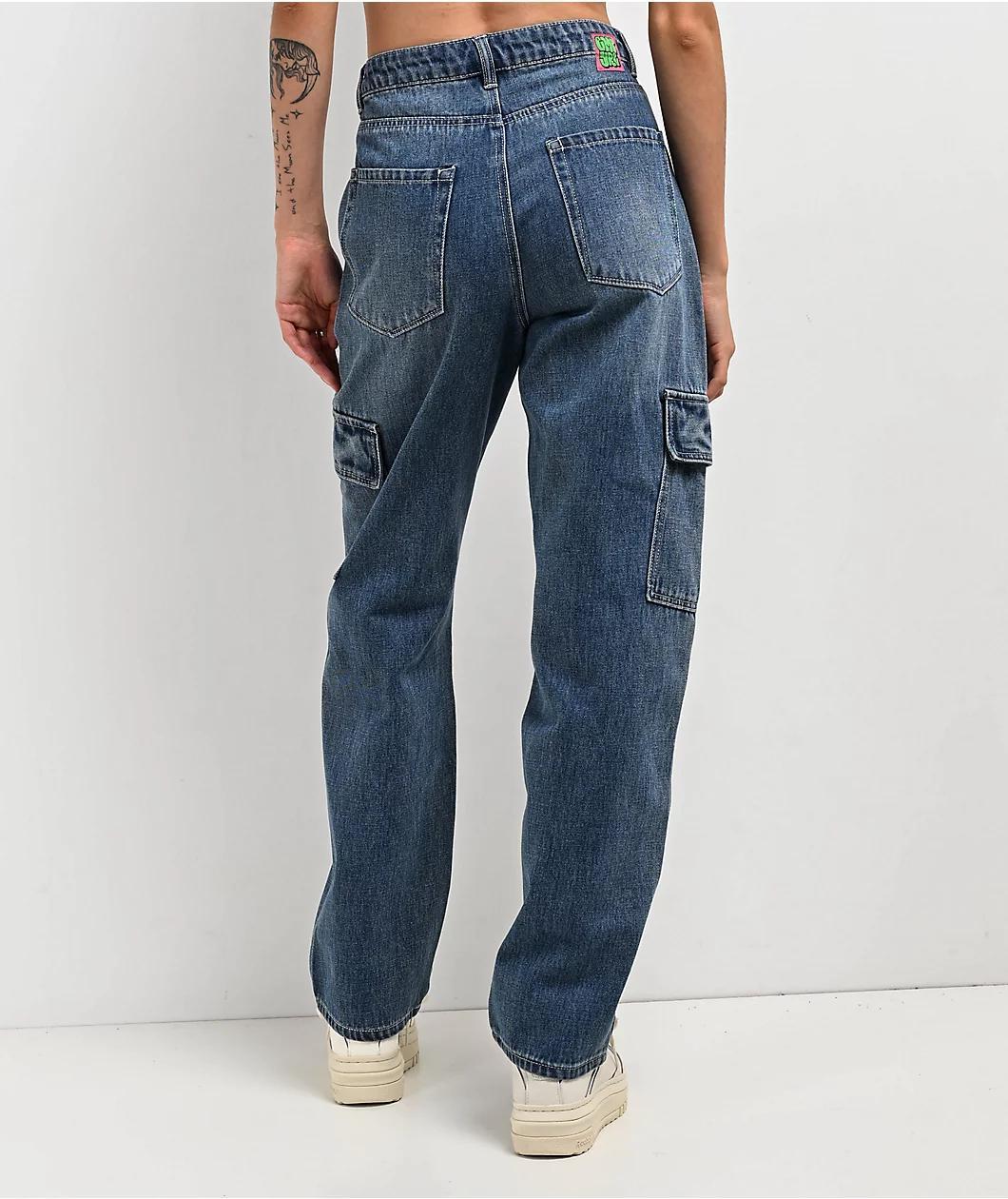 Empyre Tori Porkchop Pocket Blue Cargo Skate Jeans Product Image