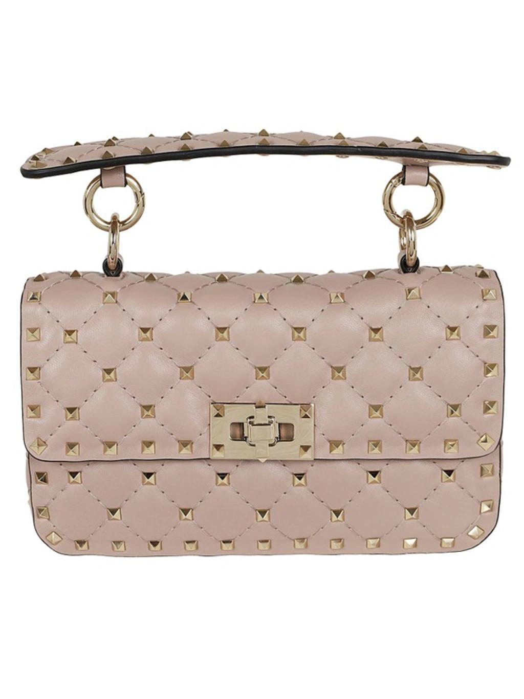 VALENTINO GARAVANI Rockstud Spike Small Top Handle Bag In Nude & Neutrals Product Image