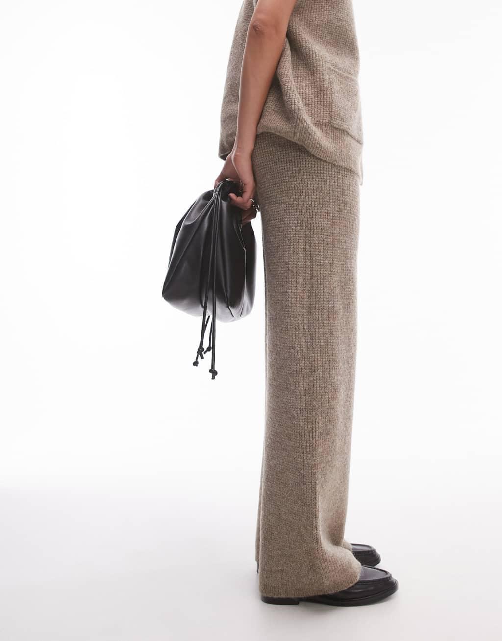 Topshop knitted square knit pants in oat - part of a set Product Image