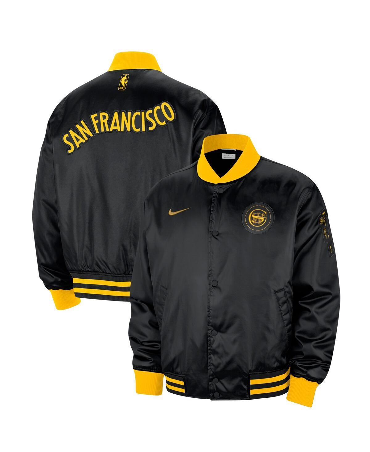 Mens Nike Black Golden State Warriors 2023/24 City Edition Courtside Premier Full-Snap Bomber Jacket Product Image