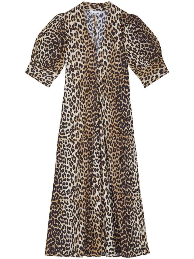 leopard-print organic cotton midi dress  Product Image