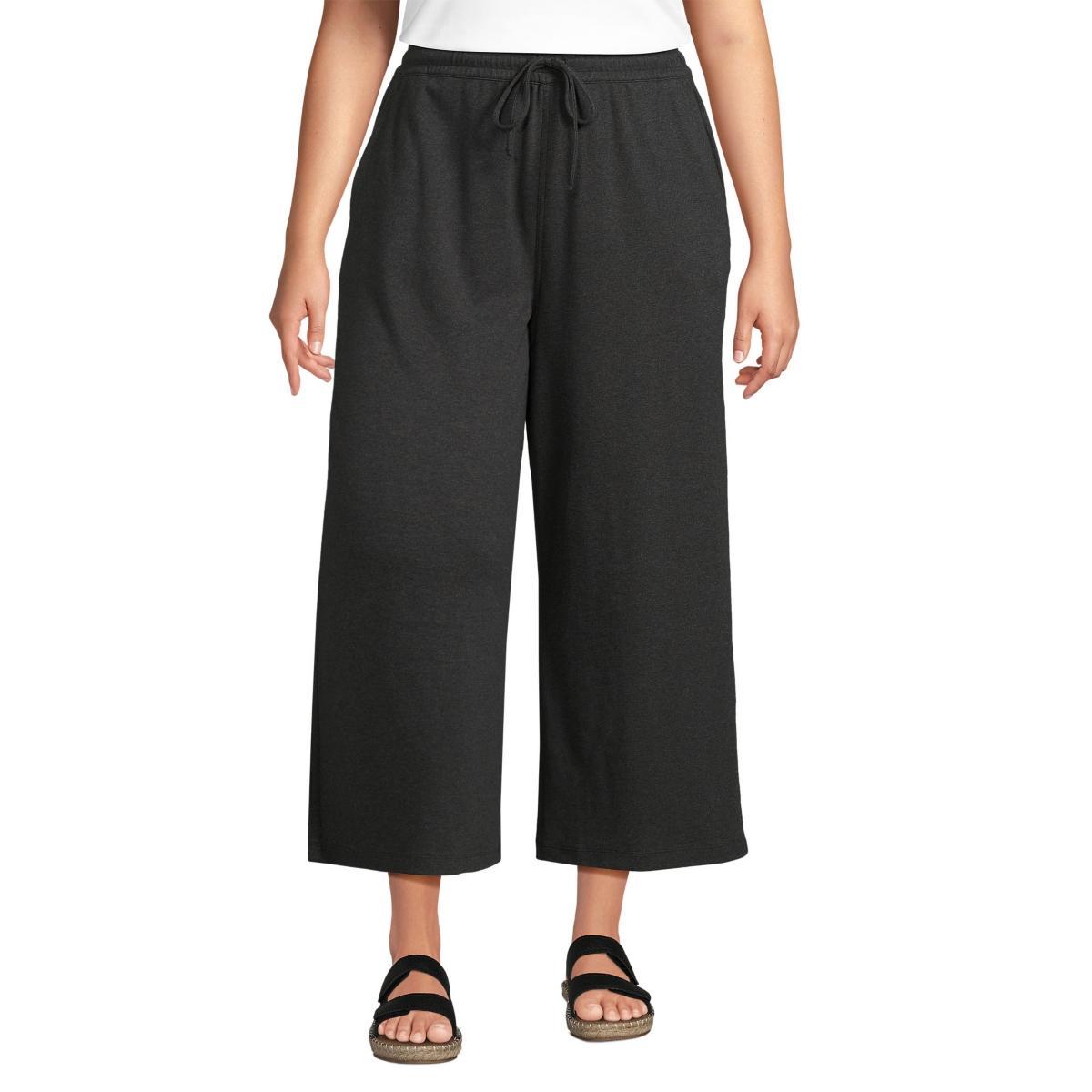 Womens Lands End Sport Knit Pull-On Wide Leg Crop Pants Product Image