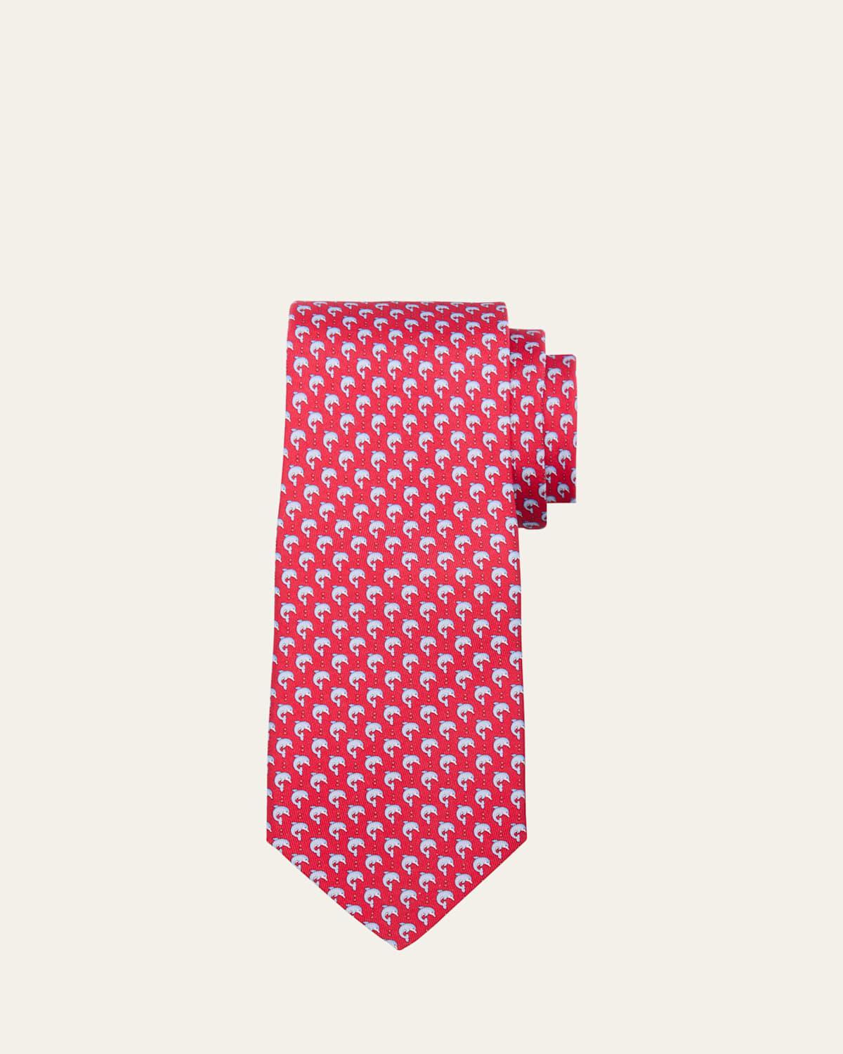 Mens Dolphin-Print Silk Tie Product Image