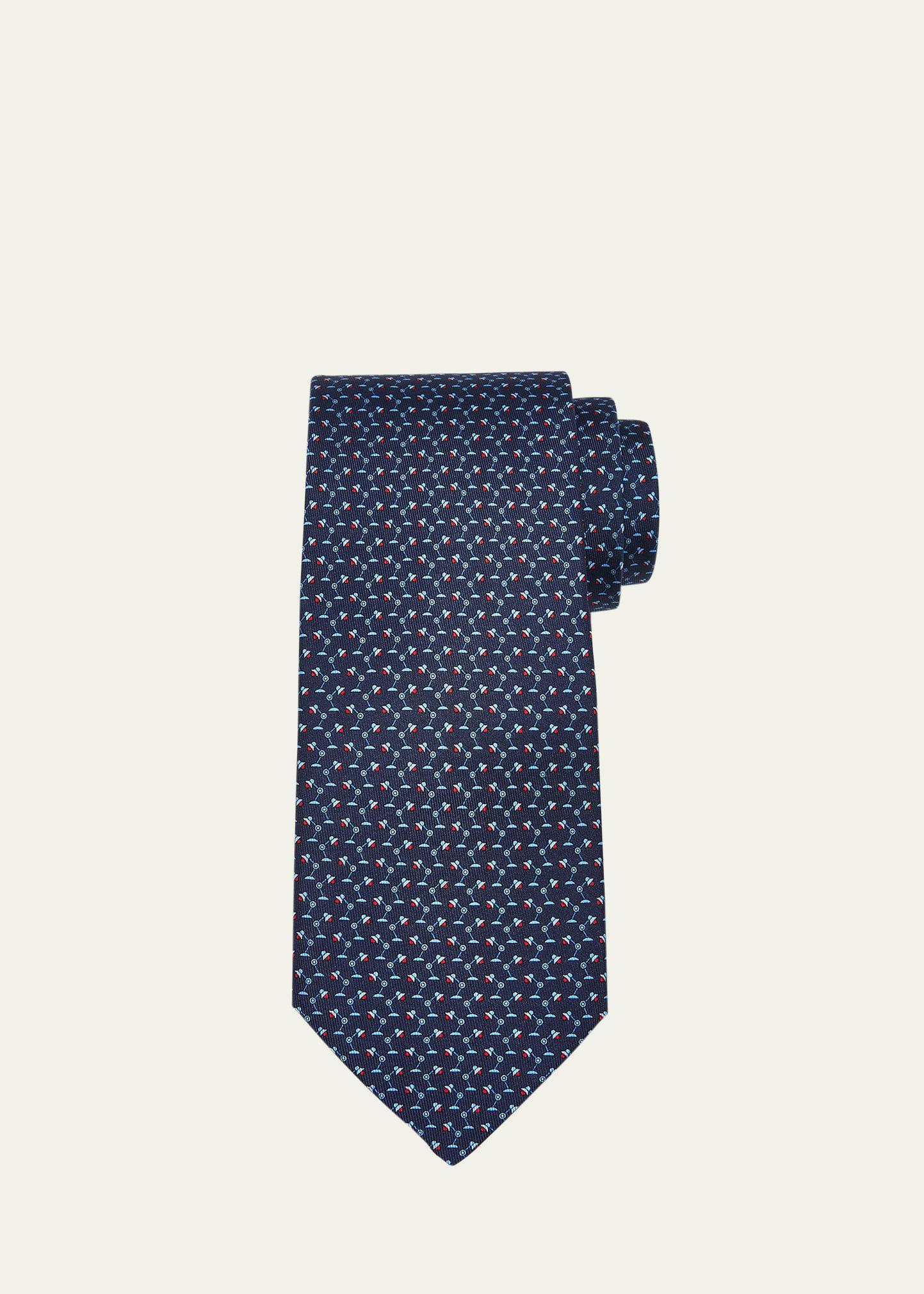 Mens Flower and Bee-Print Silk Tie Product Image