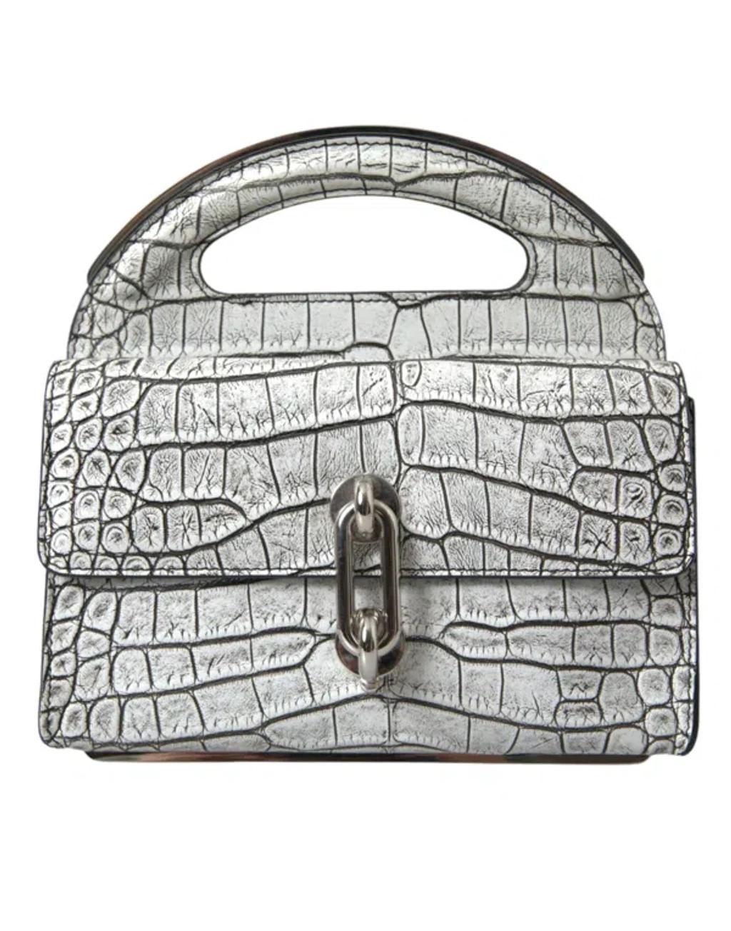 BALENCIAGA Metallic Silver Alligator Leather Mini Bag Product Image