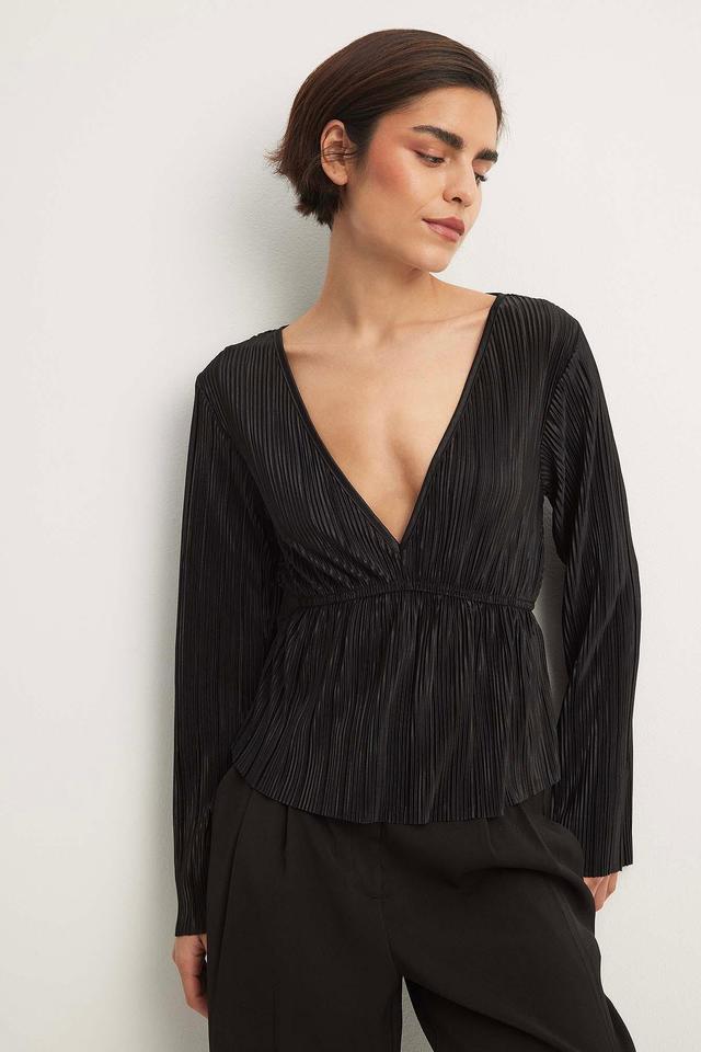 Pleated Long Sleeve Blouse Product Image