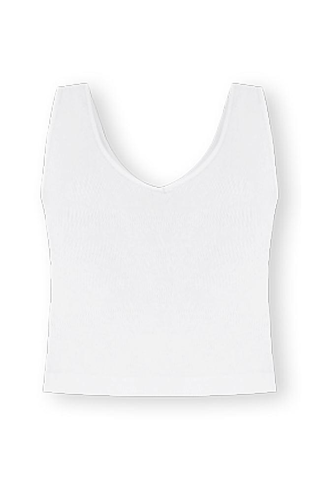 Miles Ahead White V-Neck Tank Bra Top Product Image