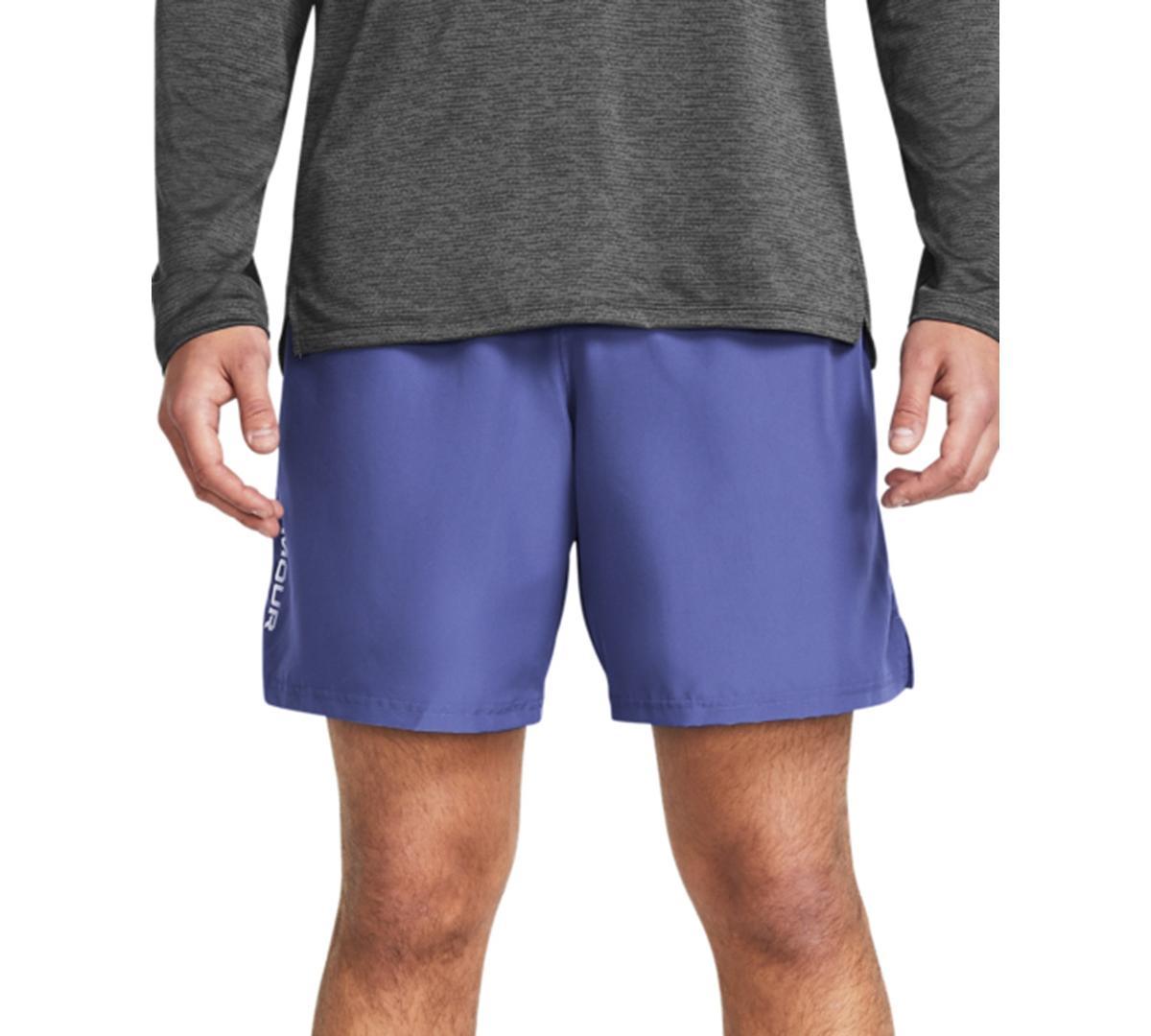 Under Armour Mens Moisture-Wicking Logo-Print 8-1/4 Tech Shorts - Castlerock Gray Product Image