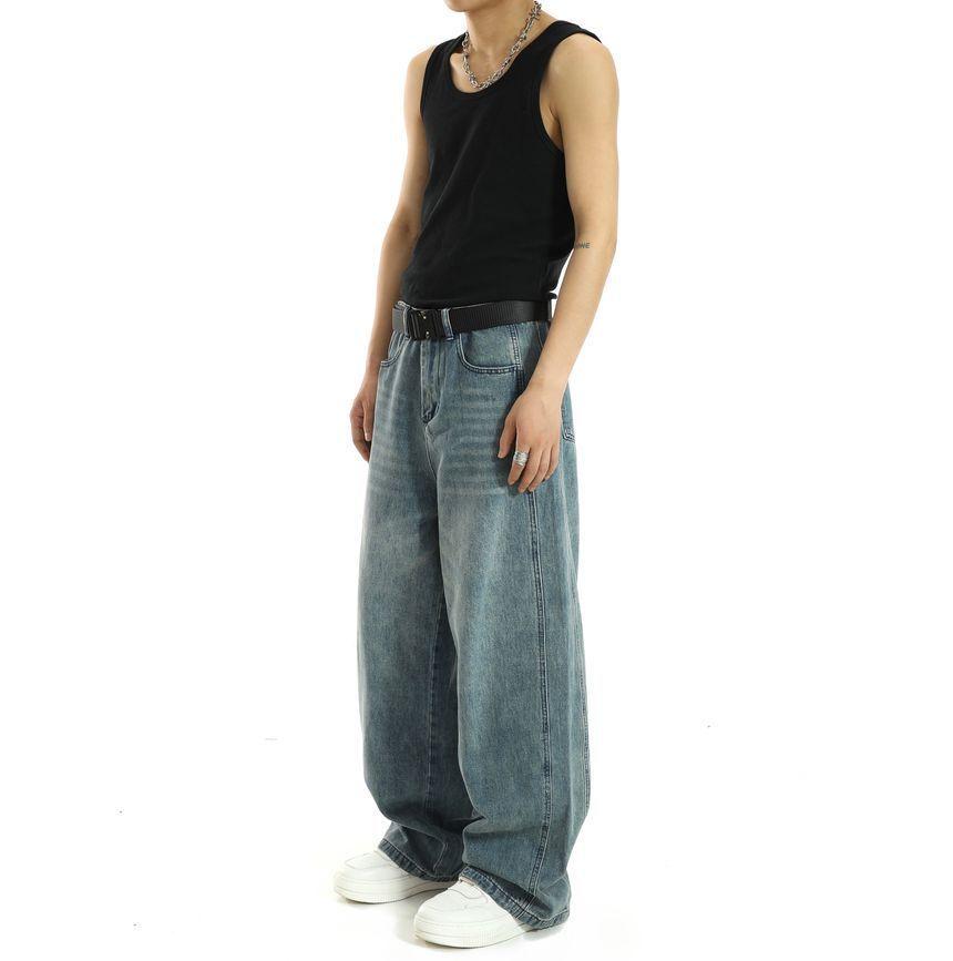 Mid Rise Washed Wide Leg Jeans Product Image