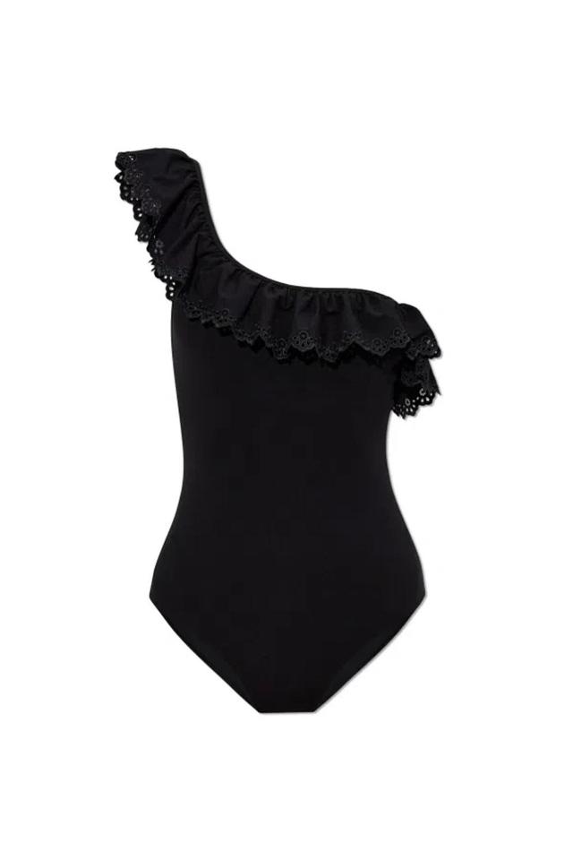 ULLA JOHNSON Solara Maillot Ruflfed Swimsuit In Black Product Image