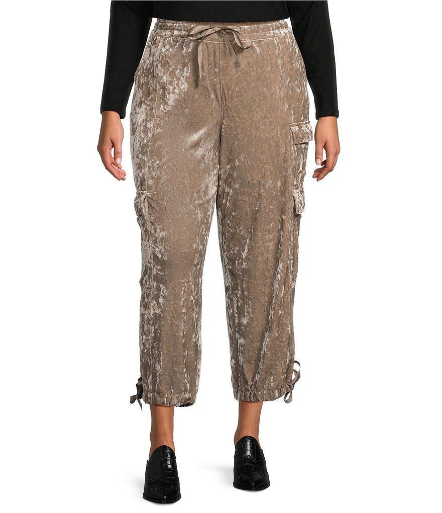 Jessica Simpson Plus High Rise Velvet Cargo Pants Product Image