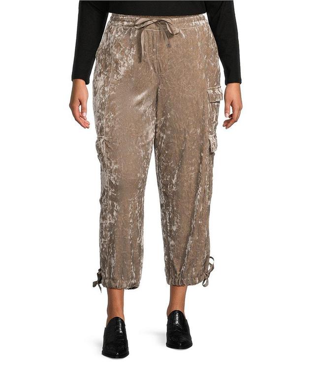 Jessica Simpson Plus High Rise Velvet Cargo Pants Product Image