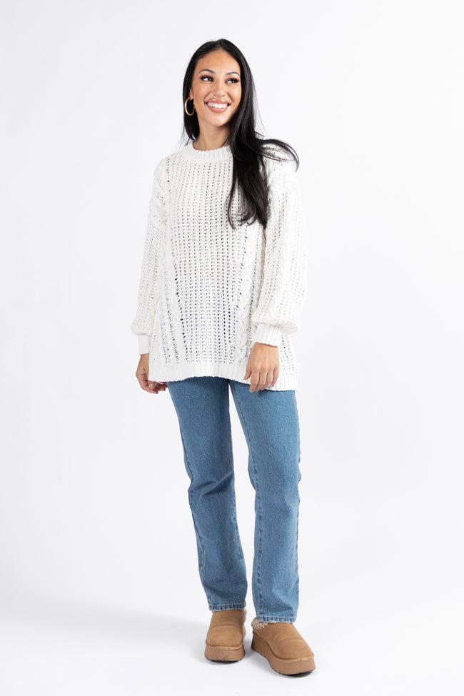 Wide Open Spaces Ivory Oversized Chenille Crew Neck Sweater Product Image