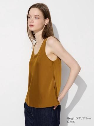 Womens Satin Blouse Sleeveless Brown XS UNIQLO US Product Image