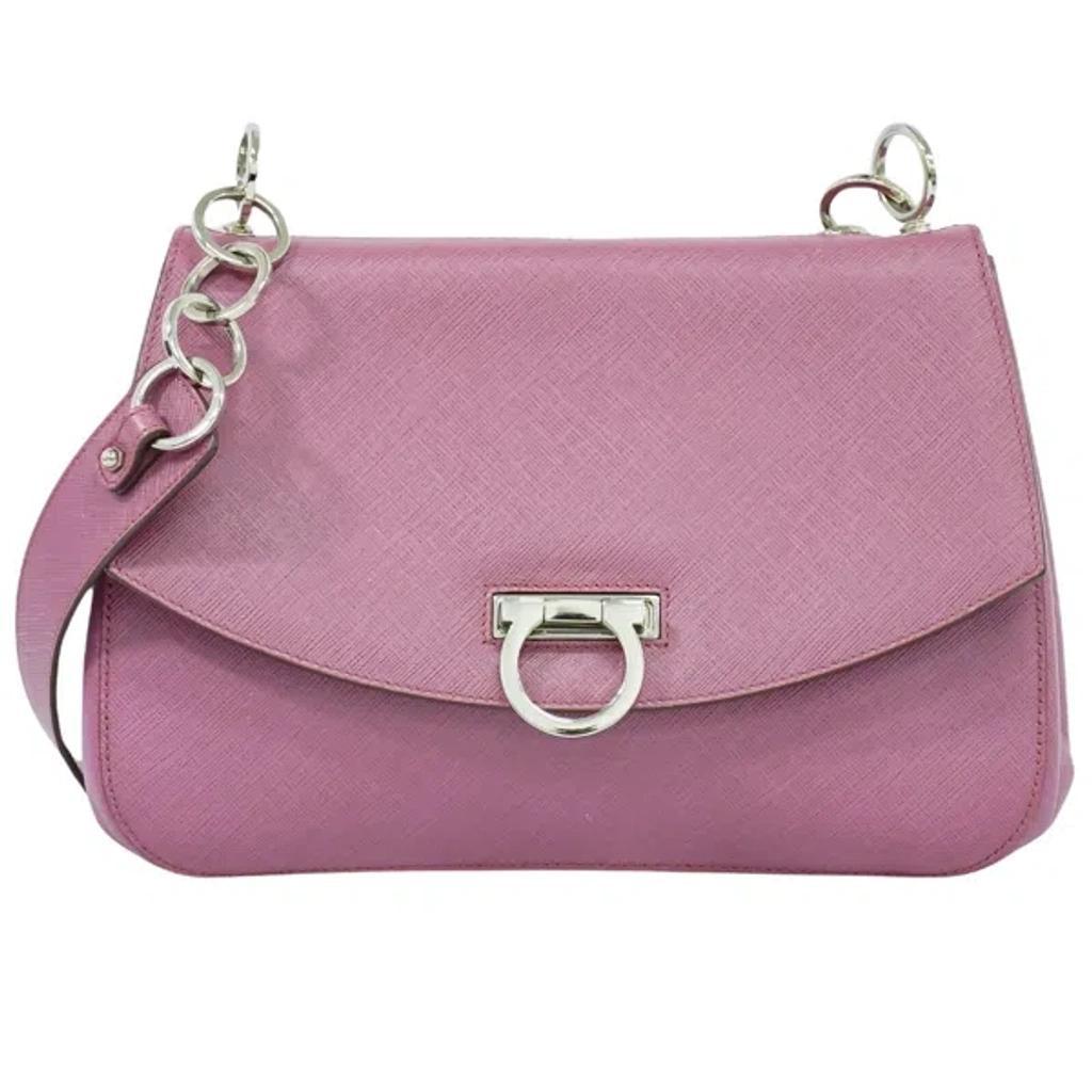 Gancini Leather Shoulder Bag () In Pink Product Image