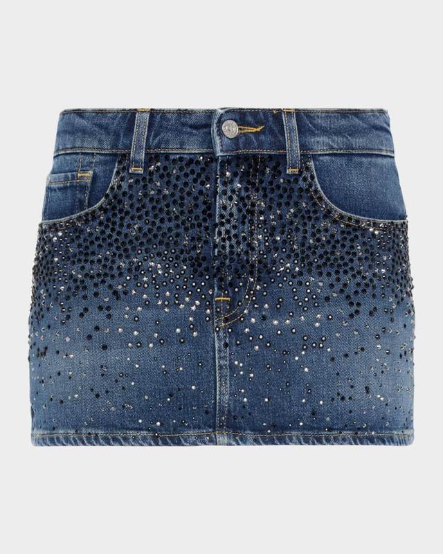 Elena Rhinestone Denim Mini Skirt Product Image