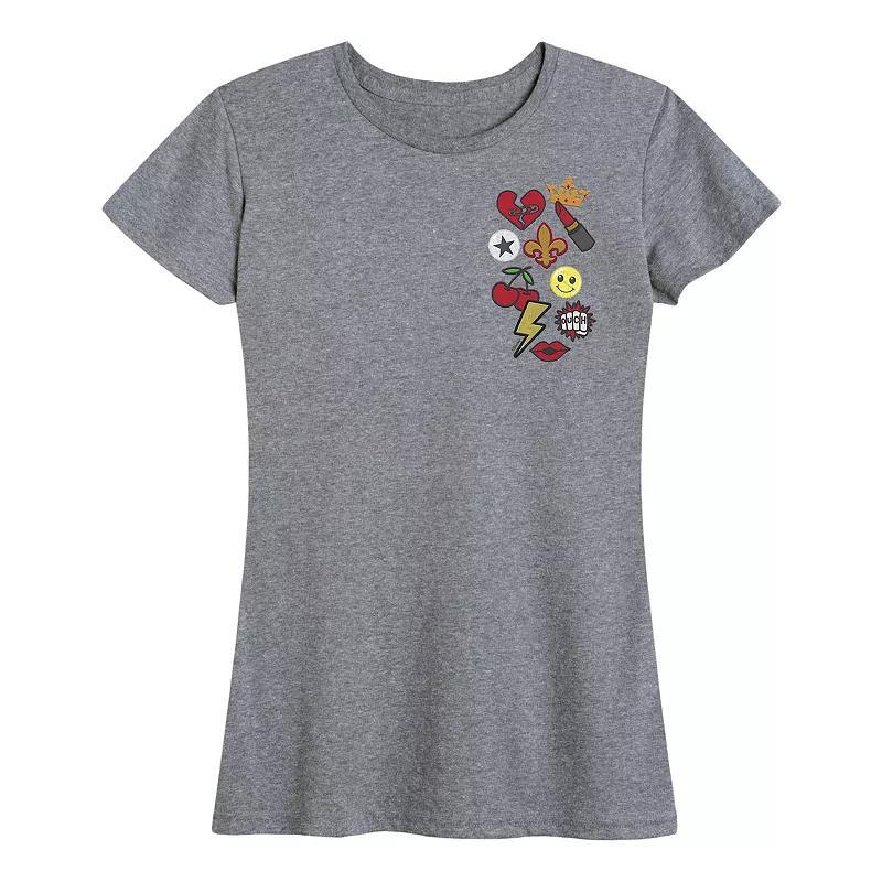 Disneys Cruella Womens Patches Graphic Tee Grey Gray Product Image