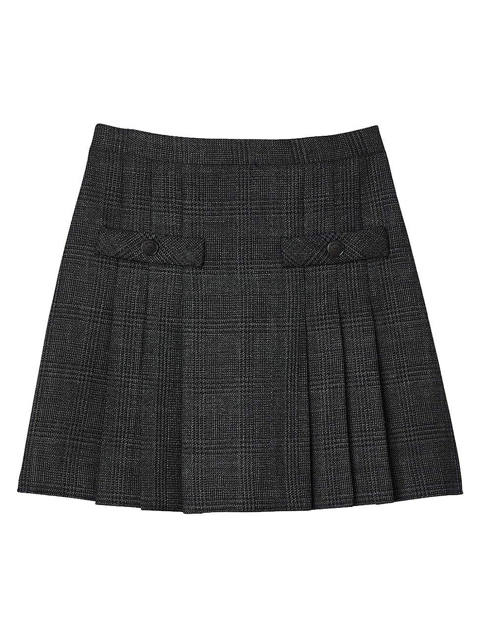 Womens Short Checked Pleated Skirt Product Image