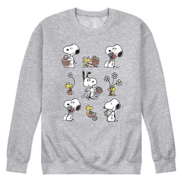 Mens Peanuts Snoopy Woodstock Spring Fleece Sweatshirt Grey Gray Product Image