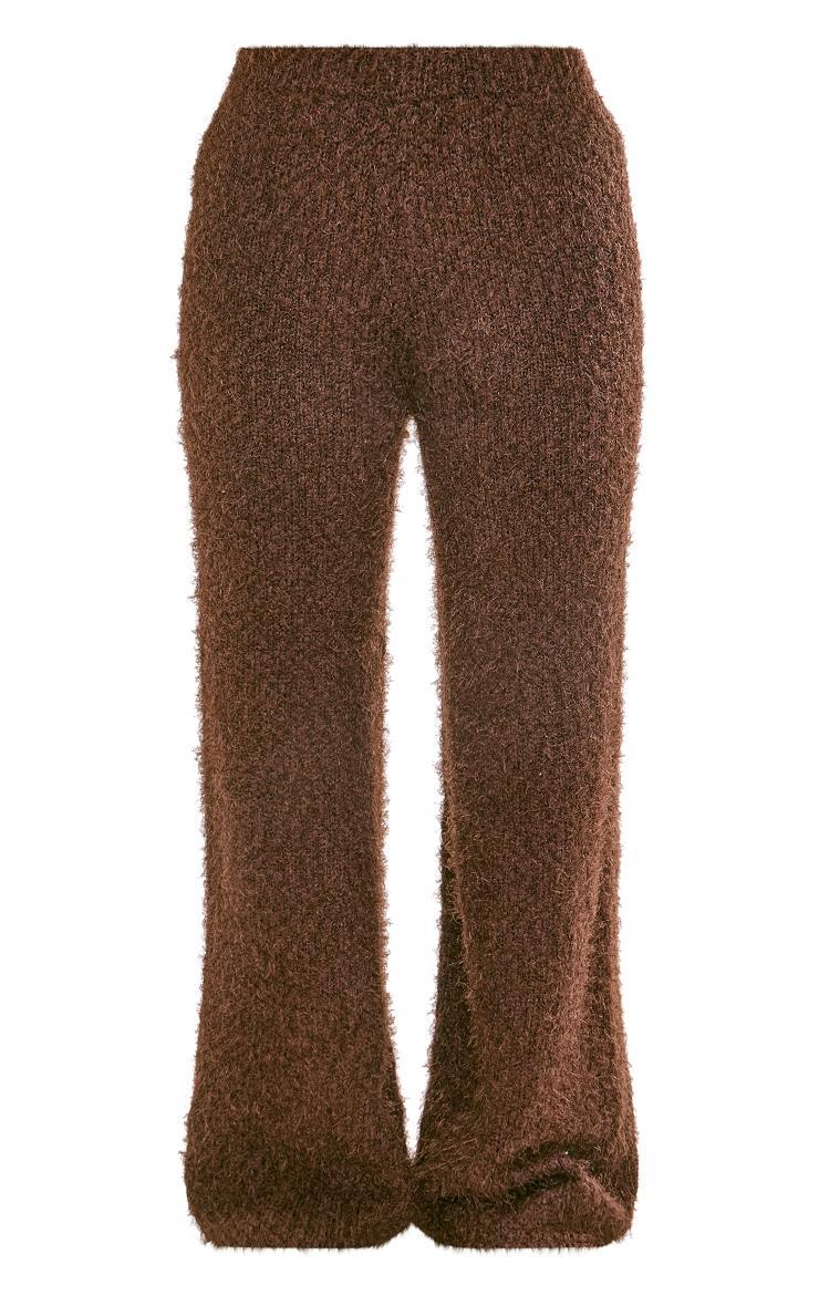 Chocolate Eyelash Bobble Knit Wide Leg Pants Product Image