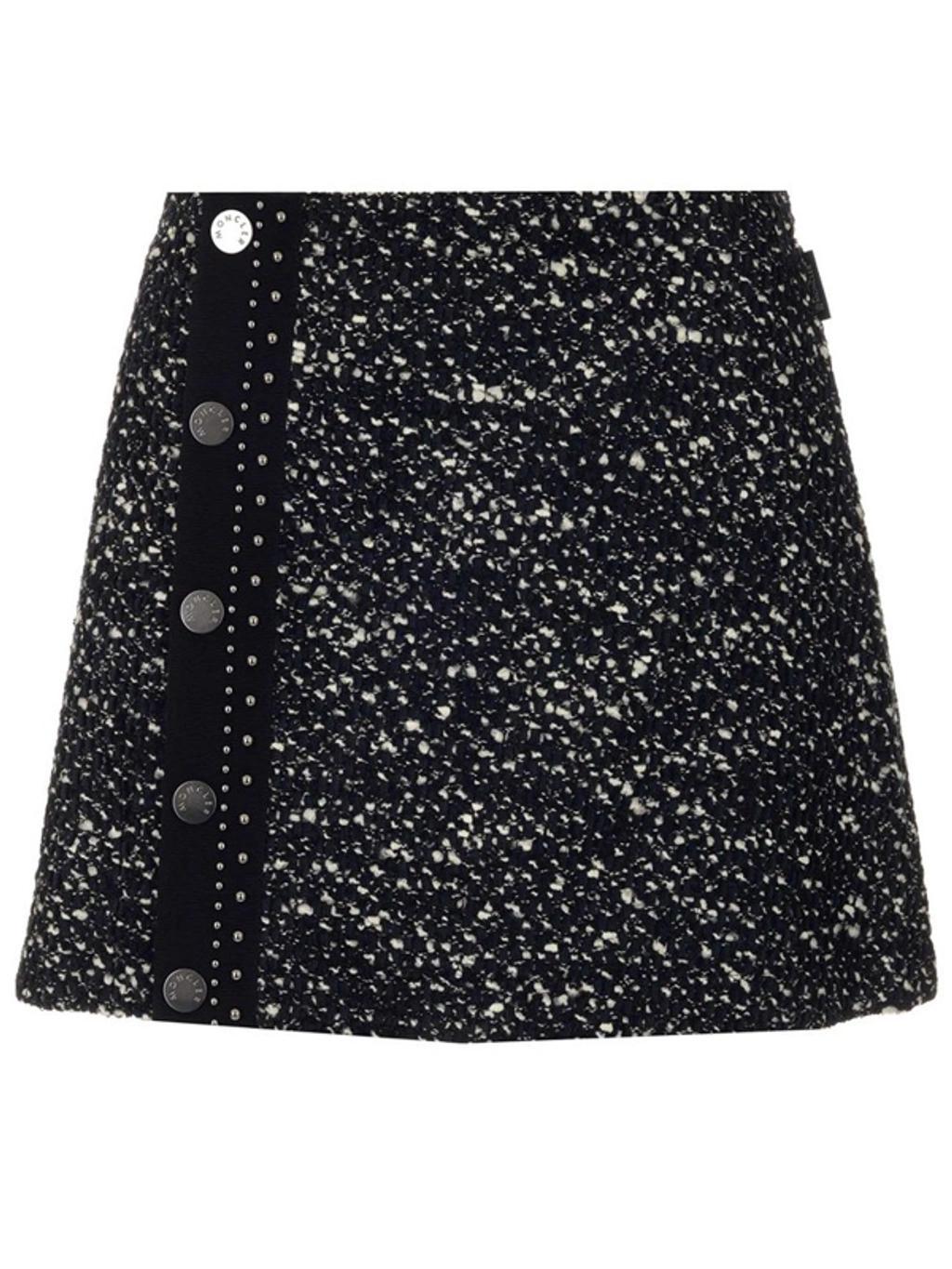 MONCLER Tweed Buttoned Mini-skirt In Black Product Image