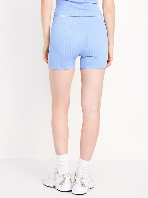 Extra High-Waisted Seamless Ribbed Biker Shorts -- 4-inch inseam Product Image