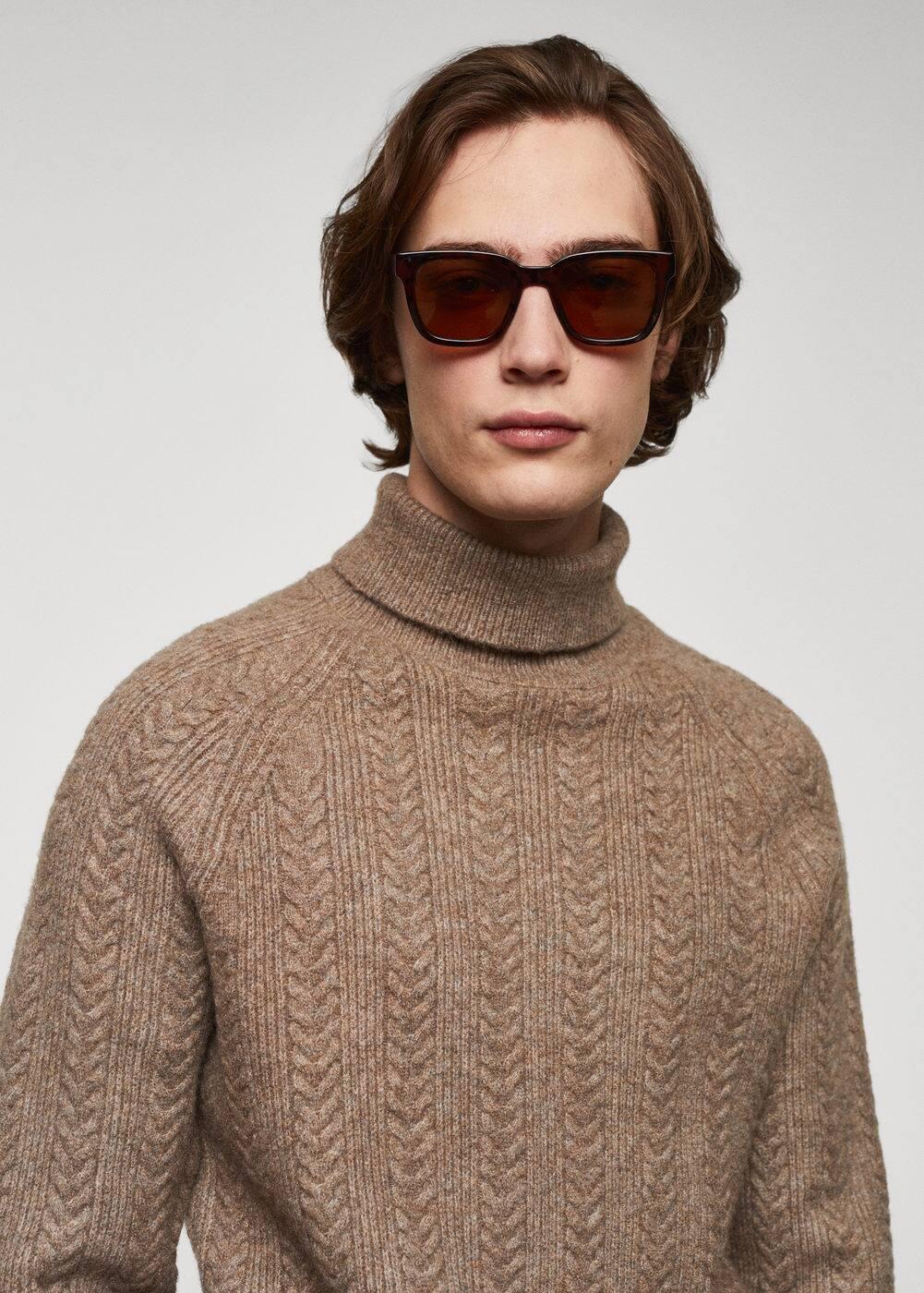 MANGO MAN - Twisted turtleneck sweater mink greyMen Product Image