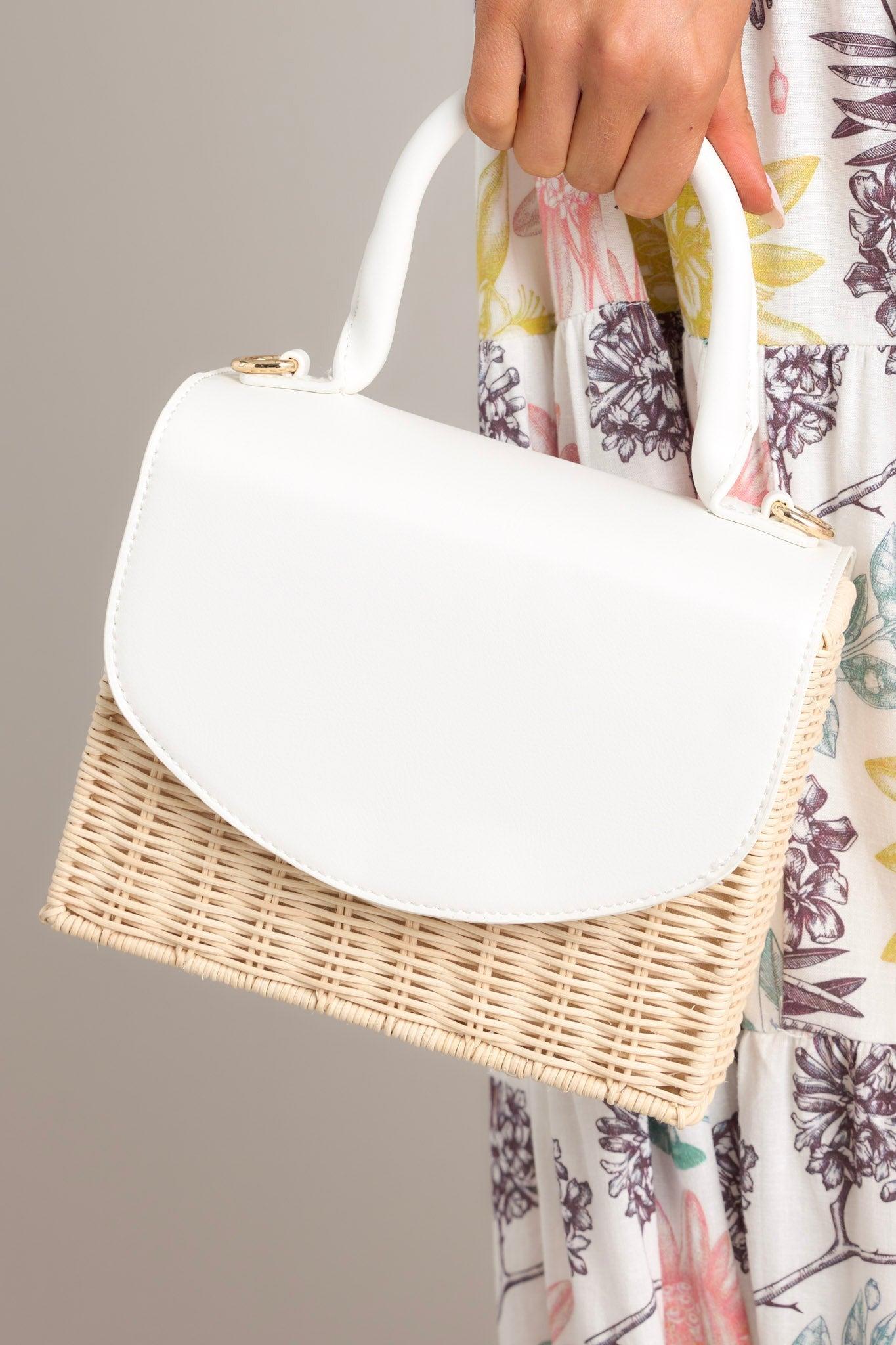 Coastal Chic White Woven Handbag Product Image