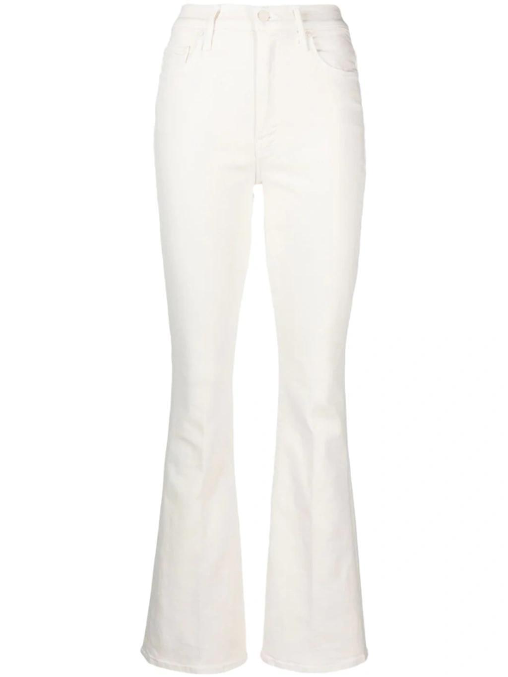 The Weekender Fray Flared Jeans In White Product Image