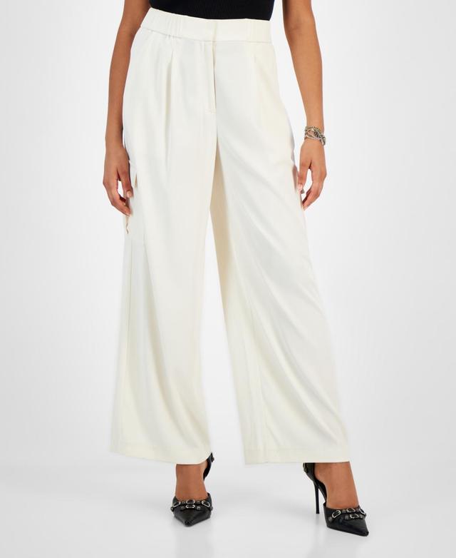 Bar Iii Womens Pleated Wide-Leg Cargo-Pocket Pants, Created for Macys Product Image