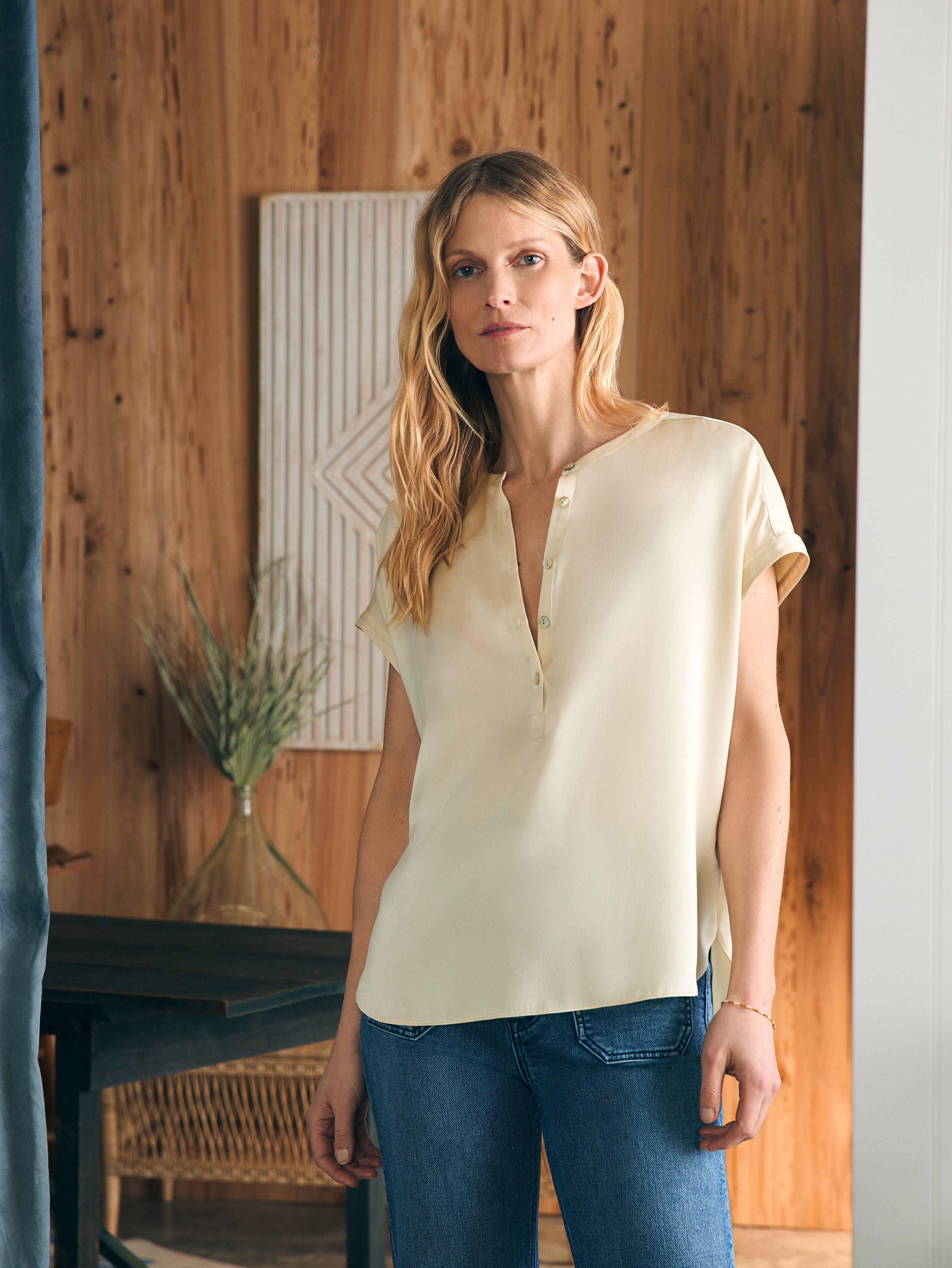 Sandwashed Silk Desmond Top - Pearled Ivory Female Product Image