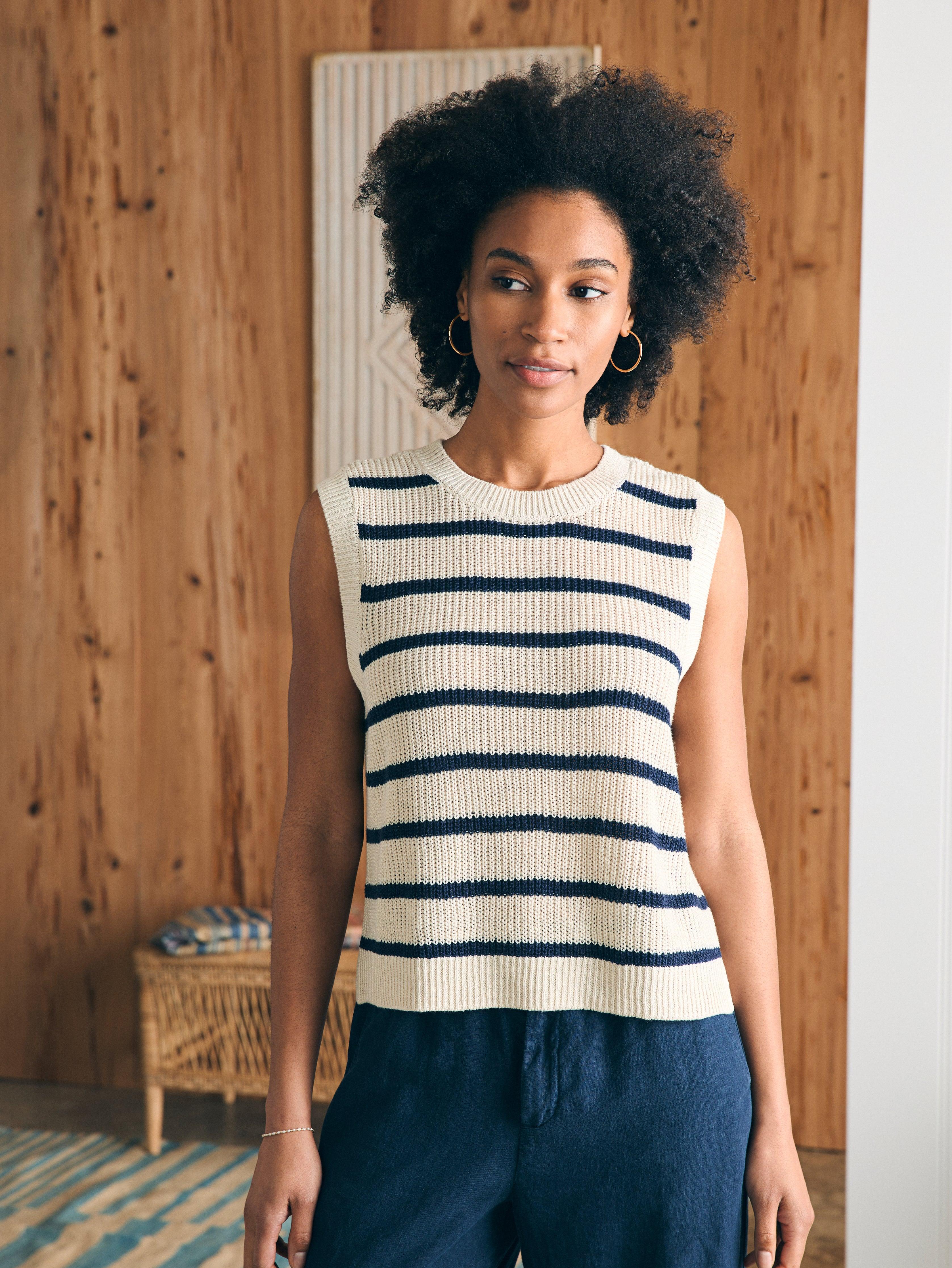 Miramar Linen Muscle Tank - Montauk Stripe Female Product Image