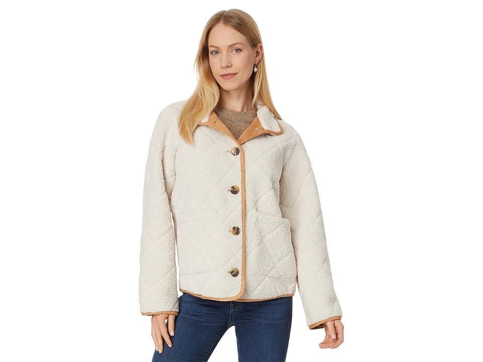 Lauren Ralph Lauren Shrt 2 Front Pockets Quilt Faux Shearlin (Cream) Women's Coat Product Image