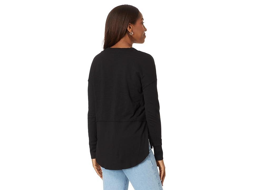 bobi Los Angeles Split-Neck Long Sleeve Rib Mix Layered Tee Women's Clothing Product Image