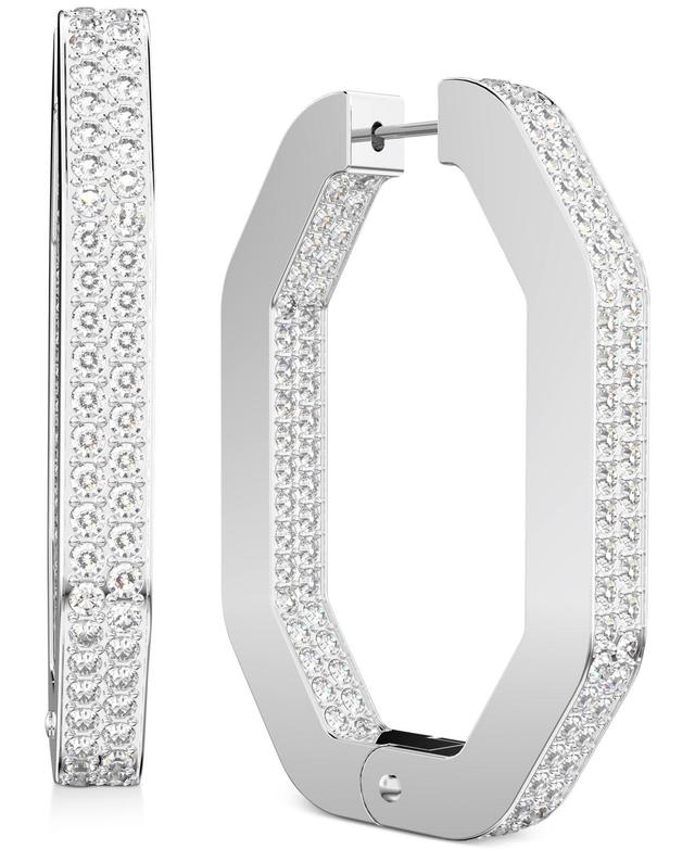 Womens Dextera Large Rhodium-Plated & Crystal Hoop Earrings - Rhodium Product Image