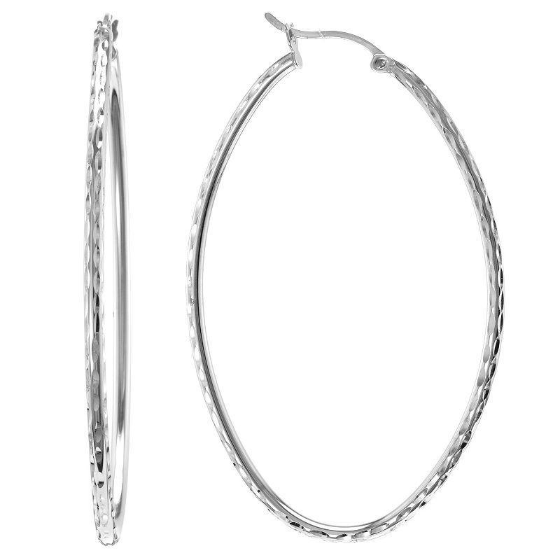 Judy Crowell Sterling Silver Textured Hoop Earrings, Womens Product Image