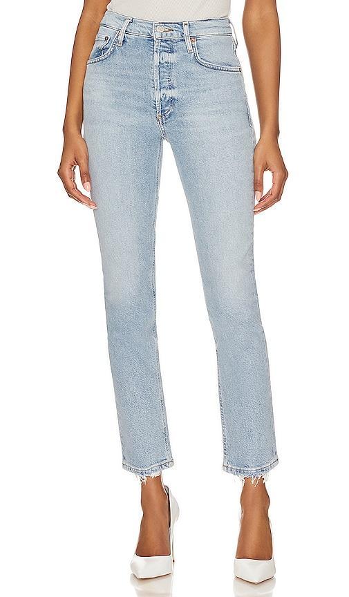 AGOLDE Riley High Rise Straight Crop in Denim-Light. - size 33 (also in 30, 32) Product Image