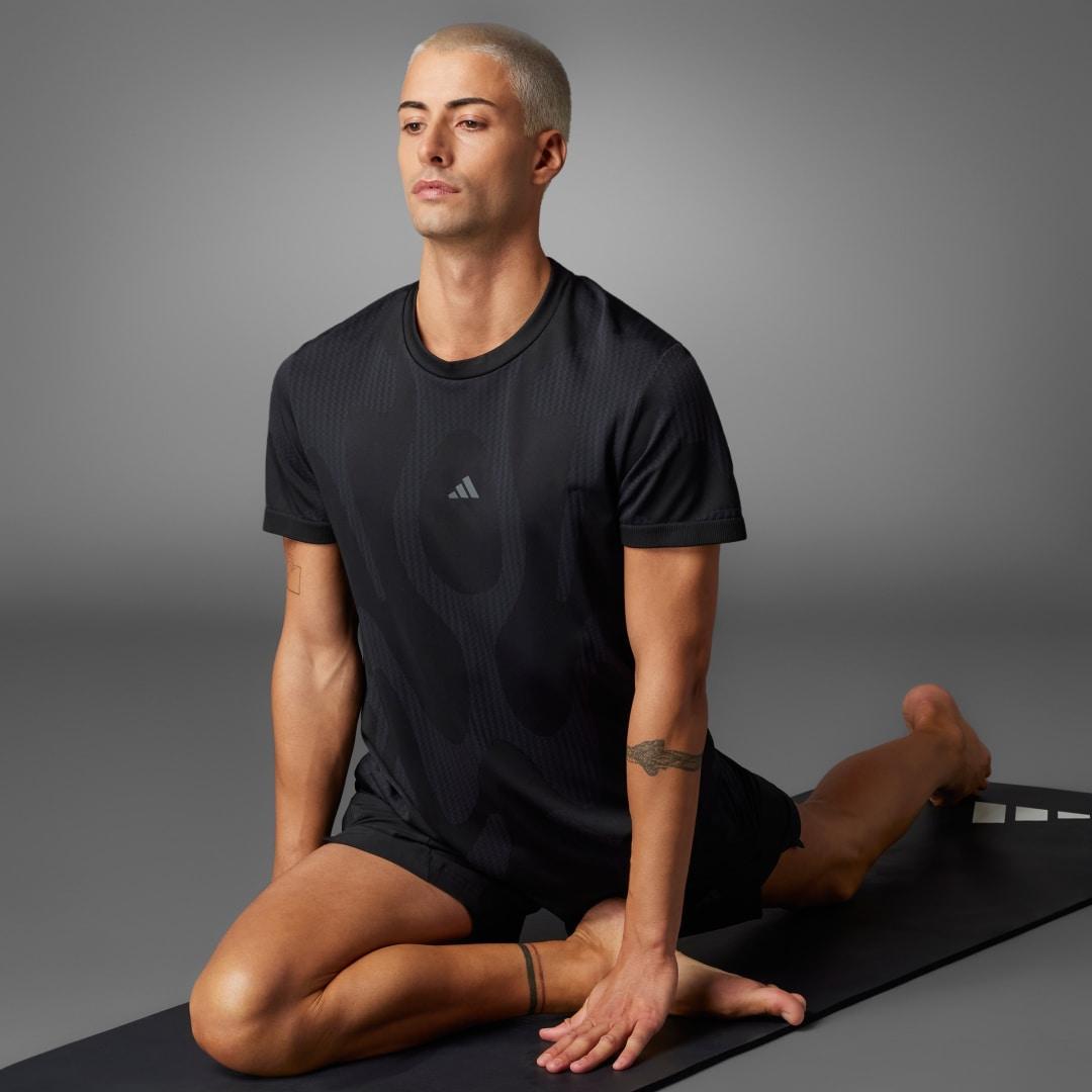 adidas Designed for Training Yoga Seamless Tee Black XL Mens Product Image