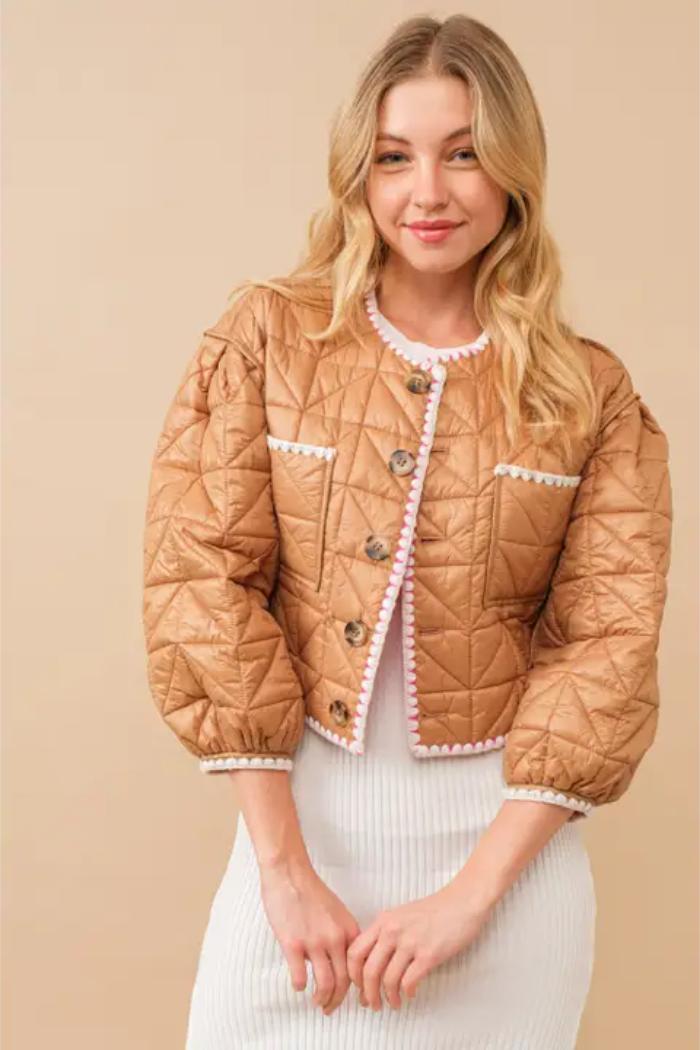 Lightweight Quilted Puff Crop Jacket Product Image