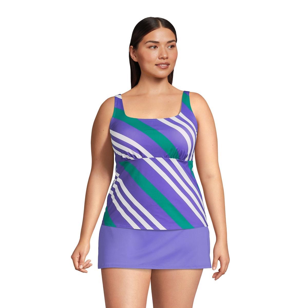 Lands End Womens Square Neck Underwire Tankini Swimsuit Top Adjustable Straps Product Image