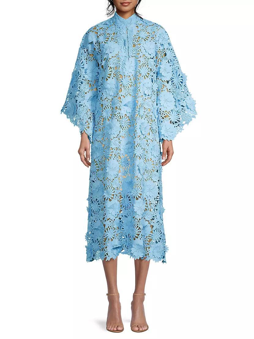 Floral-Lace Caftan Midi-Dress Product Image