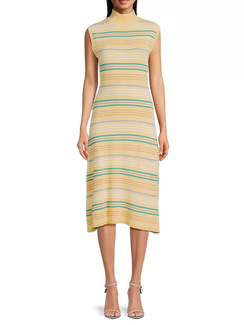 Striped Pointelle-Knit Midi-Dress Product Image