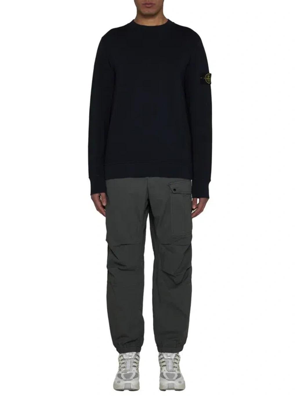 STONE ISLAND Cotton Sweatshirt In Navy Blue Product Image