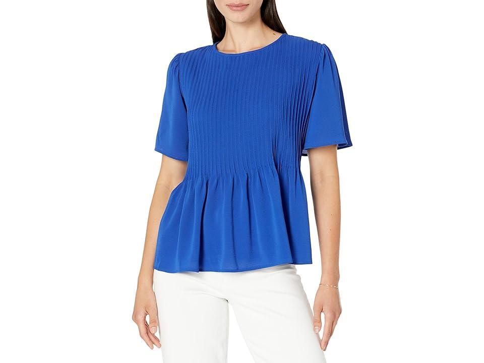 CeCe Pin Tuck Blouse with Flutter Sleeve (Royal ) Women's Clothing product image